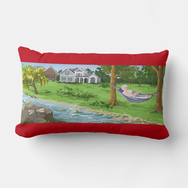 Happy Retirement Personalise (Lady in Hammock) Lumbar Cushion (Front)