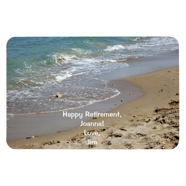 Happy Retirement Personalised Beach Water Magnet (Horizontal)