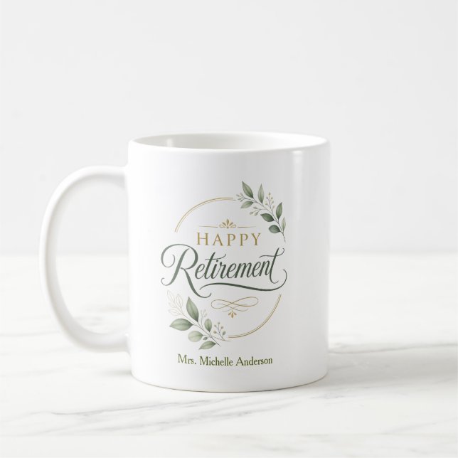Happy Retirement Personalised Coffee Mug (Left)