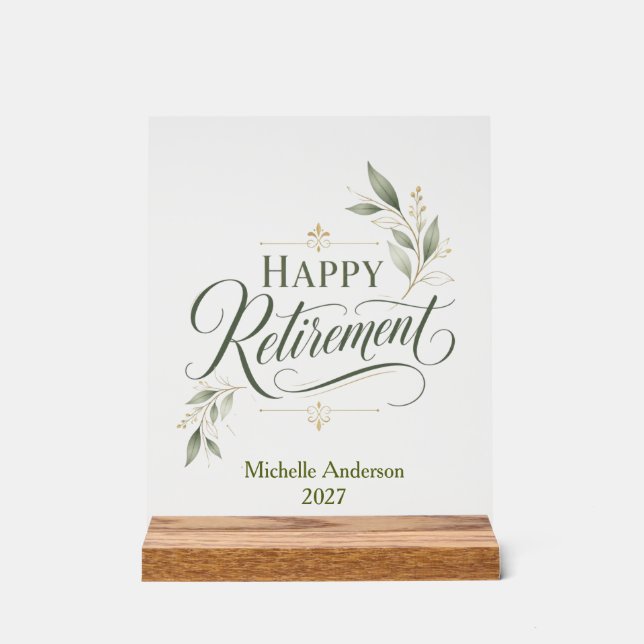 Happy Retirement Personalised Name Acrylic Sign (Front)