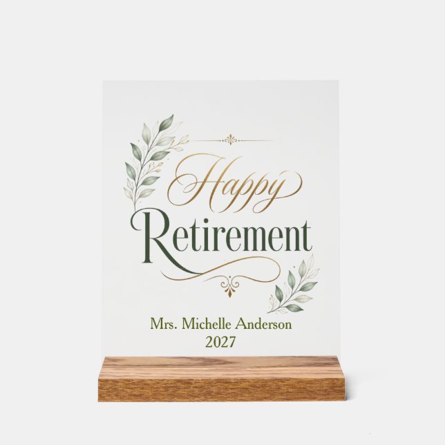 Happy Retirement Personalised Name Acrylic Sign (Front)