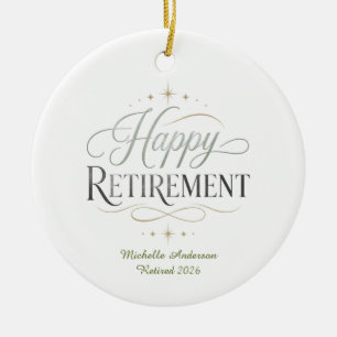 Happy Retirement Personalised Name Ceramic Tree Decoration