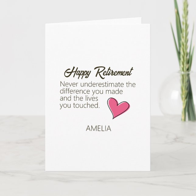 Happy Retirement Personalised Name Gift Card (Front)