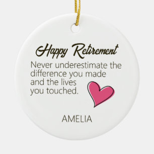 Happy Retirement Personalised Name Gift Ceramic Tree Decoration