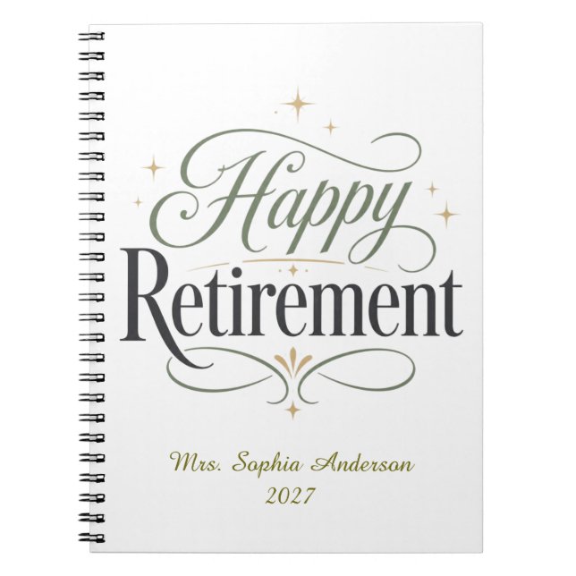 Happy Retirement Personalised Name Notebook (Front)