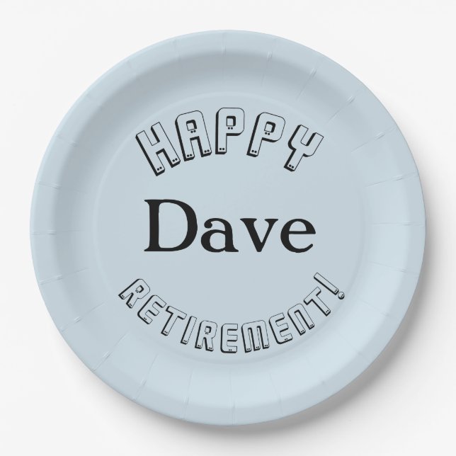 Happy Retirement Personalised Paper Plate (Front)