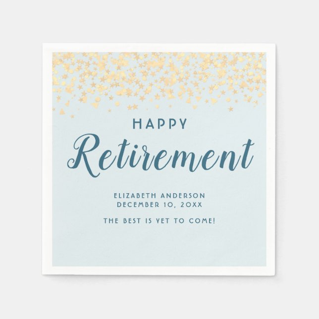 "Happy Retirement" Personalised Text Napkin (Front)