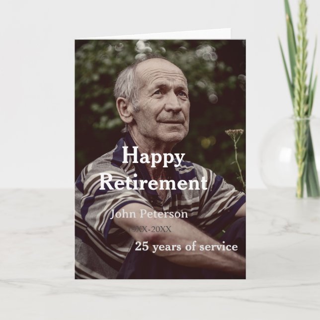 Happy retirement photo name year years of service  card (Front)