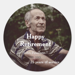 Happy retirement photo name year years of service  classic round sticker