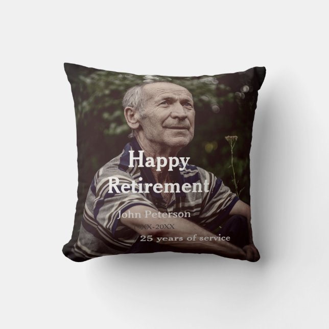Happy retirement photo name year years of service  cushion (Front)