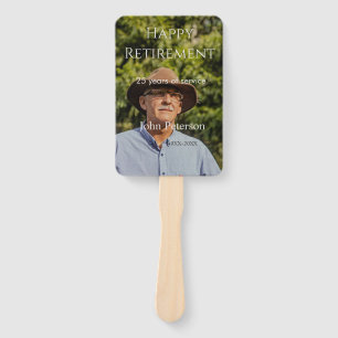 Happy retirement photo name year years of service hand fan