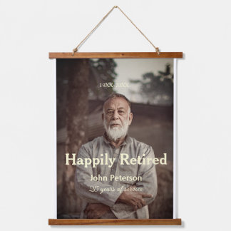 Happy retirement photo name year years of service hanging tapestry