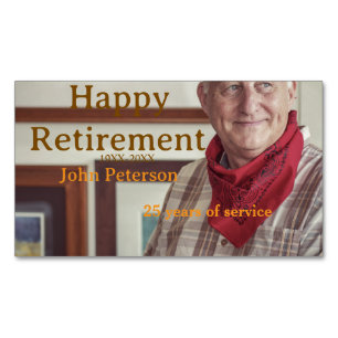 Happy retirement photo name year years of service Magnetic business card
