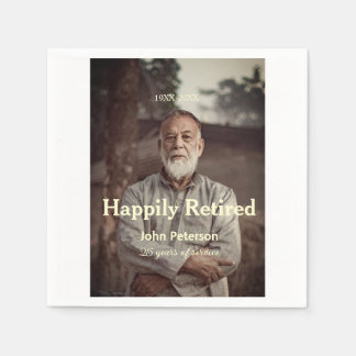 Happy retirement photo name year years of service napkin