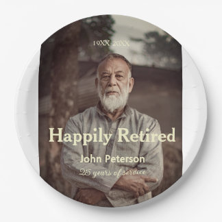Happy retirement photo name year years of service paper plate