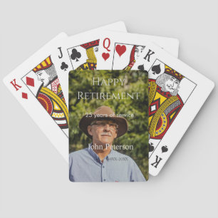 Happy retirement photo name year years of service playing cards
