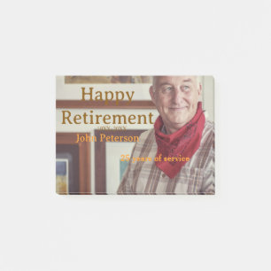 Happy retirement photo name year years of service post-it notes