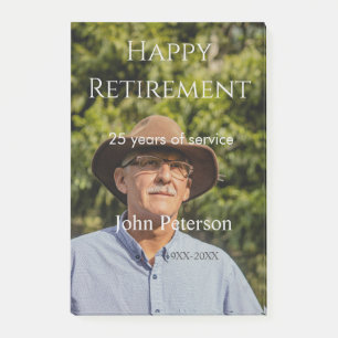Happy retirement photo name year years of service post-it notes