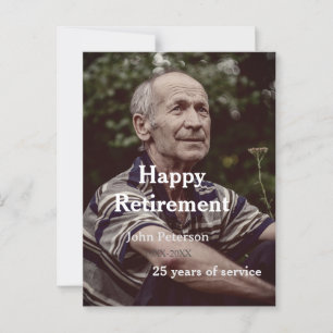Happy retirement photo name year years of service postcard