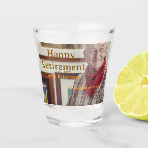 Happy retirement photo name year years of service  shot glass