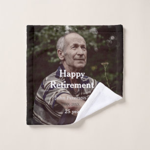 Happy retirement photo name year years of service wash cloth