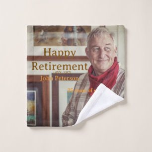 Happy retirement photo name year years of service wash cloth