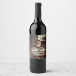 Happy retirement photo name year years of service wine label
