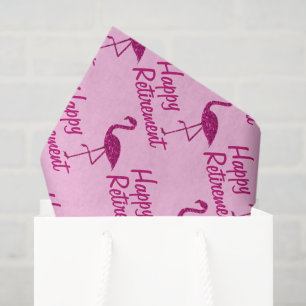 Happy Retirement pink flamingo Custom text Gift Tissue Paper