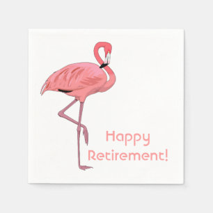 Happy Retirement Pink Flamingo Party Napkin