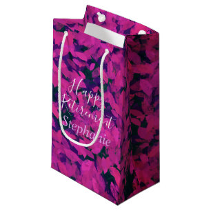 Happy Retirement Pink Floral Garden Hand Painted Small Gift Bag