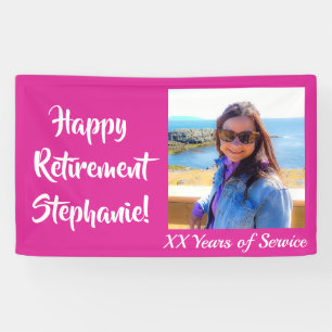 Happy Retirement Pink Photo Retirement Party Banner