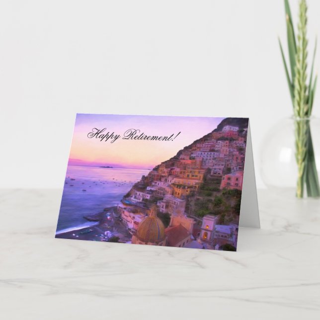 Happy Retirement Positano Italy sunset Card (Front)