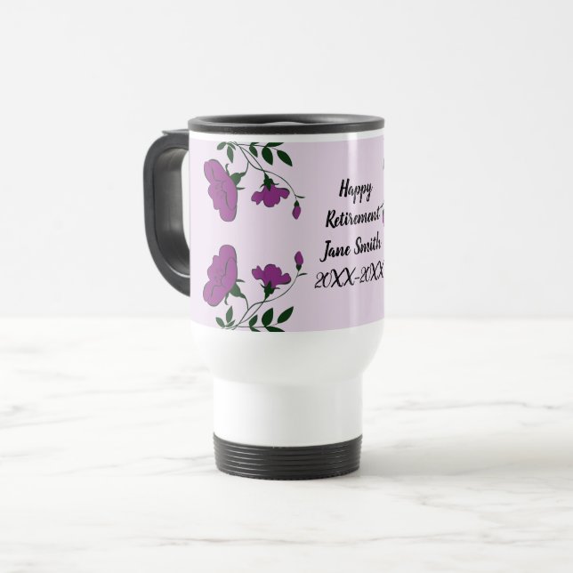 Happy Retirement Purple Flower Floral Employee Travel Mug (Front Left)