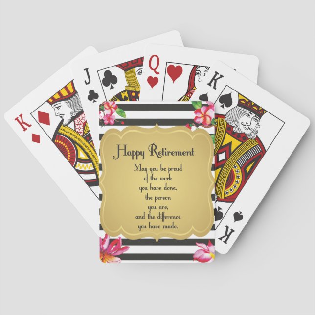 Happy Retirement Quote Farewell Gift Playing Cards (Back)