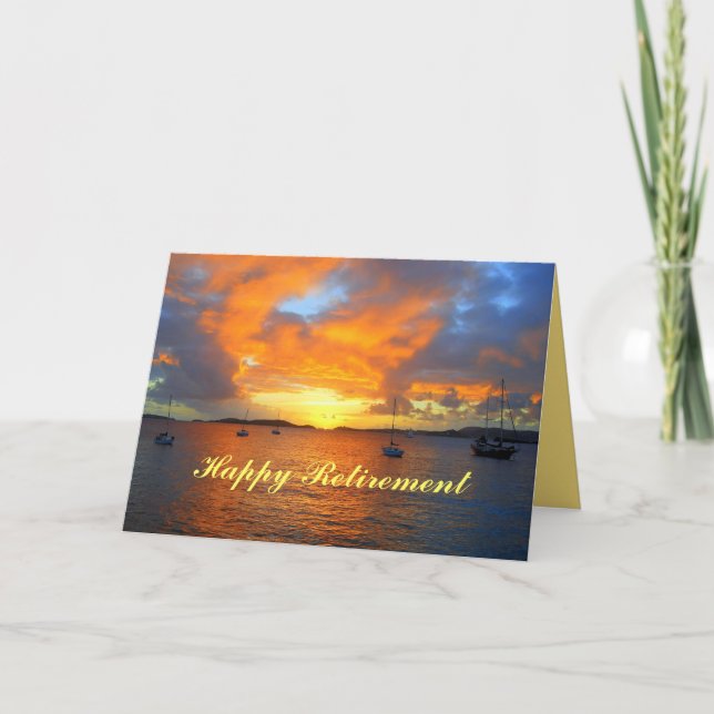 Happy Retirement Sailboats at Golden Sunset Card (Front)