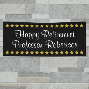 Happy Retirement simple elegant with gold stars Banner