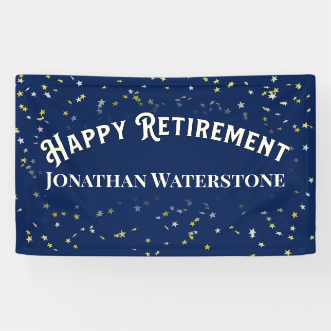 Happy Retirement Stars Personlized Banner (Horizontal)