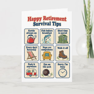 Happy Retirement Survival Tips Funny Hobby Guide Card