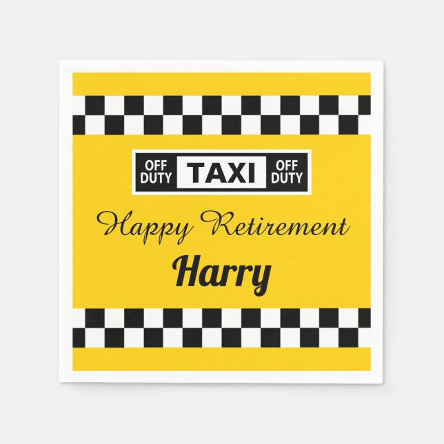 Happy Retirement Taxi Driver Off Duty Napkin (Front)