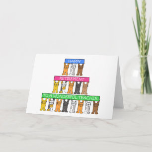 Happy Retirement Teacher Cartoon Cats Card