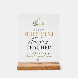 Happy Retirement Teacher Custom Name Acrylic Sign