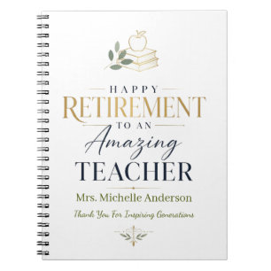 Happy Retirement Teacher Custom Name Notebook