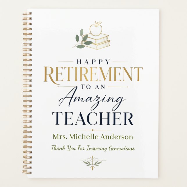 Happy Retirement Teacher Custom Name Planner (Front)