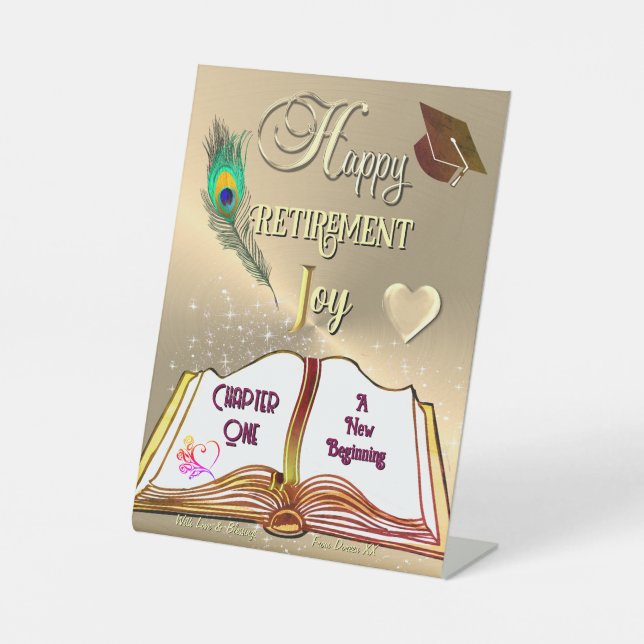 Happy Retirement Teacher  Pedestal Sign (Front)