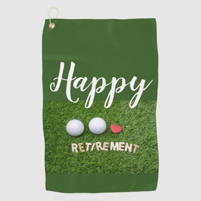 Happy Retirement to golfer with golf ball Golf Towel (Front)
