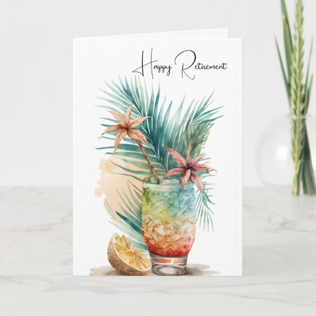 Happy Retirement Tropical Drink Card (Front)