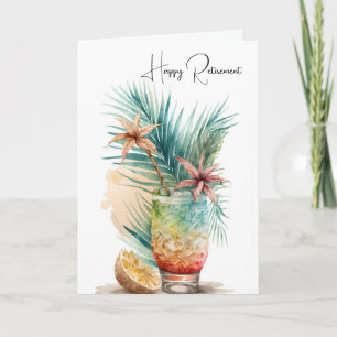 Happy Retirement Tropical Drink Card