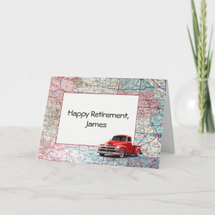 Happy Retirement USA Road Map Card