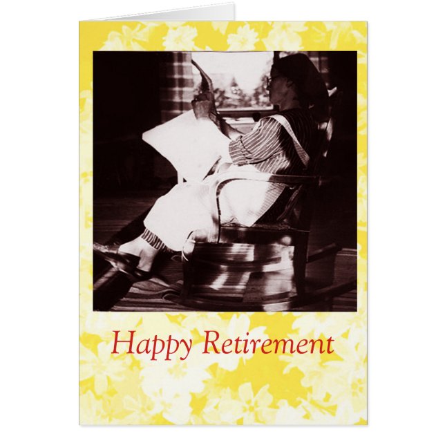 Happy Retirement vintage photo card (Front)