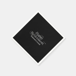 Happy Retirement White Glittery Retro Typography Napkin